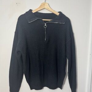 Black Half-Zip Knit Sweater